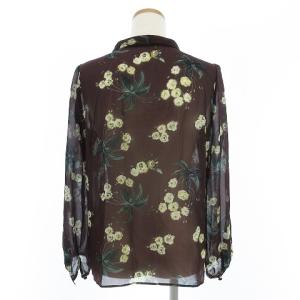 ANAYI 美品 19年製 ブラウス シャツ 長袖 シースルー フラワー ブラウン 38