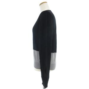 MM6 Maison Margiela ニット セーター 長袖 丸首 クルーネック 切り返し ウール 無地 ブラック M