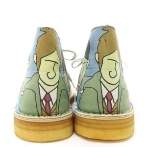 Clarks 549C デザートブーツ チャッカ プリント レザー マルチカラー ホワイト 白 青 ブルー UK7