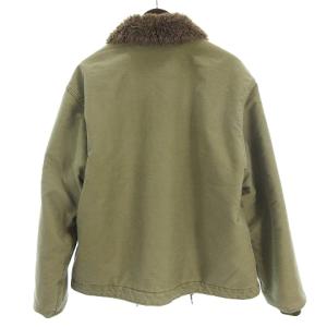 HOUSTON N-1 デッキジャケット 長袖 コットン フロントボタン ロゴ プリント カーキ 42