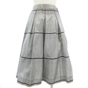 GIVENCHY ヴィンテージ スカート ひざ丈 フレア チェック シルク グレー