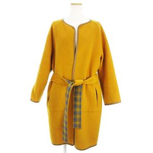 BEAUTY&YOUTH UNITED ARROWS BY ソリッド チェック リバーシブルコート ベルト付き ウール 1625-104-4127 ブラウン×ブルー×グリーン オレンジ