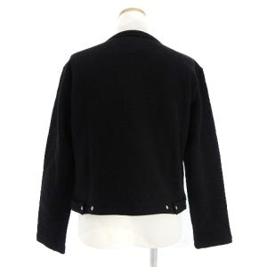 agnes b. 20年製 カーディガンプレッション 長袖 ショート丈 裏起毛 無地 ブラック