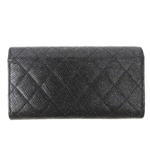 CHANEL チェーンミー マトラッセ ココマーク 長財布 フラップ ラメ カーフレザー 黒