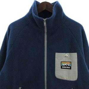 HUMAN MADE FlEECE JACKET ボアジャケット フリース バック刺繍 切替 ネイビー S