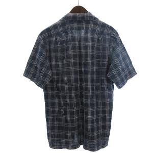 RRL シャツ 半袖 オープンカラー コットン チェック フロントボタン 紺 ネイビー S AA SM0