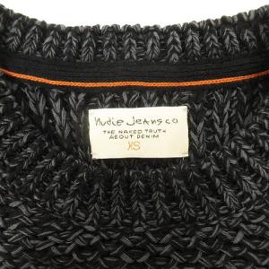Nudie Jeans ローゲージニット セーター 長袖 クルーネック コットン ウール混 黒 ブラック XS SM0