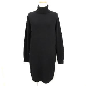 サイドジップ ニット セーター 長袖 タートルネック ウール ブラック