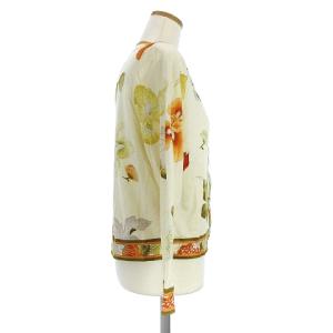 LEONARD FASHION カーディガン 長袖 花柄 フラワー 大柄 コットン アイボリー M IBO9