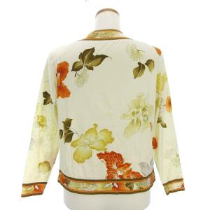 LEONARD FASHION カーディガン 長袖 花柄 フラワー 大柄 コットン アイボリー M IBO9