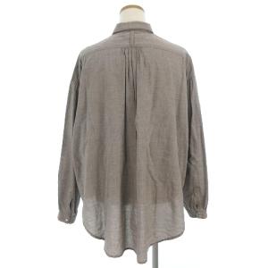 ikkuna / suzuki takayuki 美品 Over Shirt シャツ ブラウス 長袖 コットン ギャザー 無地 フロントボタン 62003B グレー 1