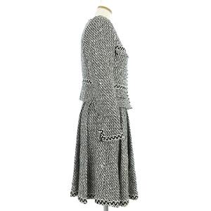 TO BE CHIC LINTON セットアップ フォーマル ワンピース ひざ丈 ノースリーブ ボックスプリーツ ノーカラージャケット ツイード