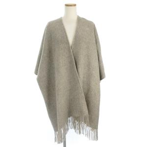 大判リバーストール リバーシブル ウール フリンジ 無地 グレー F