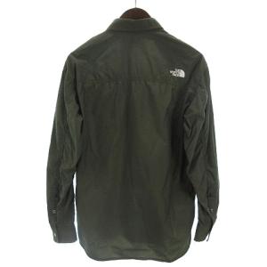 THE NORTH FACE 美品 20年製 L/S Nuptse Shirt シャツ 長袖 ナイロン フロントボタン 刺繍 カーキ