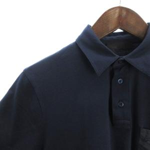 PRADA SPORT ポロシャツ カットソー 半袖 コットン ナイロン 切替 フロントボタン SJN139 紺 ネイビー S