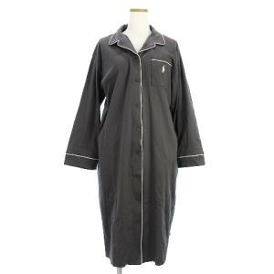 パジャマ ナイトウェア ひざ丈 長袖 ポニー ロゴ オーガニックコットン チャコールグレー L