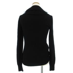 FENDI ニットカーディガン 長袖 フリル フロントフックボタン 黒 ブラック 42 AA