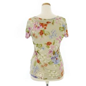 ETRO カットソー ブラウス 半袖 Vネック 花柄 フラワー 灰 グレー系 42 ECR14