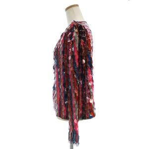 MISSONI 美品 カーディガン 長袖 スパンコール フリンジ 総柄 マルチカラー 46