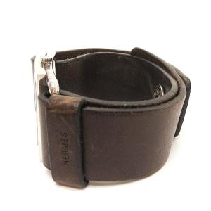 HERMES バレニア 腕時計 スクエア クオーツ デイト レザーベルト BA1.510 ブラウン 文字盤白