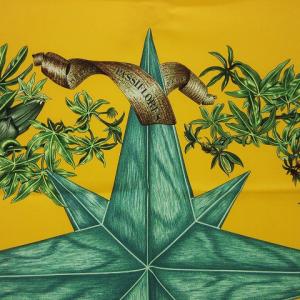 HERMES カレ90 PASSIFLORES パッションフラワー スカーフ シルク イエロー