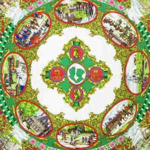 カレ90 L'ENTENTE CORDIALE 仏英同盟 スカーフ 大判 シルク 緑