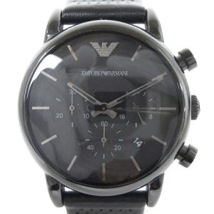 クラシック 腕時計 アナログ クォーツ クロノグラフ AR1737 デイト 黒 オールブラック ウォッチ