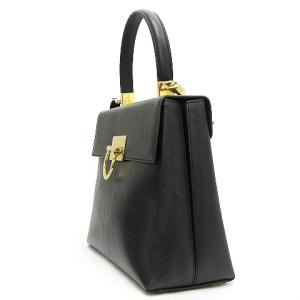 Salvatore Ferragamo ガンチーニ 2WAY ショルダーバッグ フラップ レザー 黒