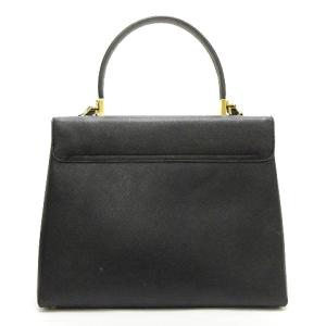 Salvatore Ferragamo ガンチーニ 2WAY ショルダーバッグ フラップ レザー 黒
