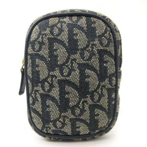 Christian Dior トロッター ミニポーチ ロゴ 総柄 ネイビー グレー