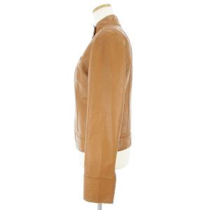 ANAYI レザージャケット シングル ライダース スタンドカラー ジップアップ 茶 キャメル 38 アウター