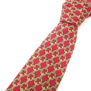 ネクタイ レギュラータイ シルク100％ チェーン柄 59 EA 赤系 レッド