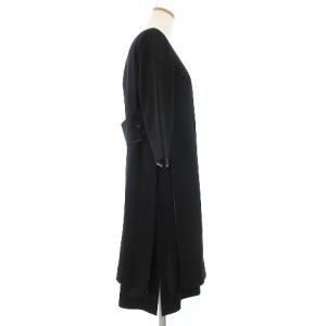 ADORE 美品 ワンピース ひざ丈 長袖 バックベルト バイカラー 531-6140331 黒 ブラック グレー 36 S位