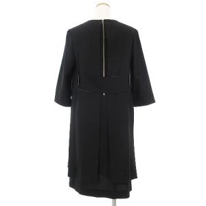 ADORE 美品 ワンピース ひざ丈 長袖 バックベルト バイカラー 531-6140331 黒 ブラック グレー 36 S位