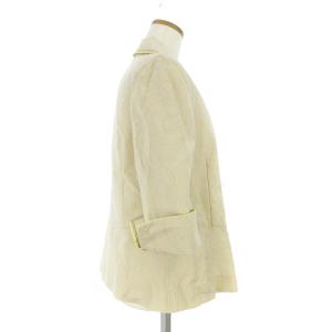 LEONARD FASHION テーラードジャケット 七分袖 刺繍 コットン ベージュ 13AR