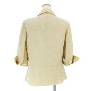 LEONARD FASHION テーラードジャケット 七分袖 刺繍 コットン ベージュ 13AR