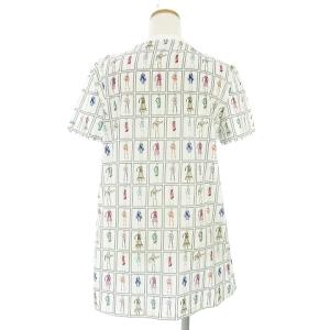Max Mara 美品 白タグ Tシャツ カットソー 半袖 パターン 総柄 プリント コットン 白 ホワイト L