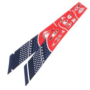 ツイリー スカーフ 香水瓶柄 シルク プリント レッド ネイビー