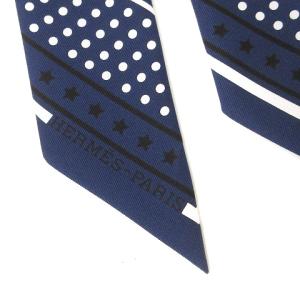 HERMES ツイリー スカーフ 香水瓶柄 シルク プリント レッド ネイビー