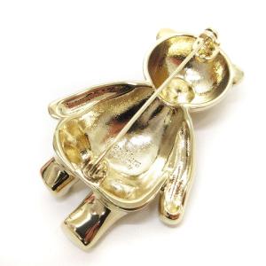 Max Mara SHINY テディベア くま ブローチ M ストーン ゴールドカラー