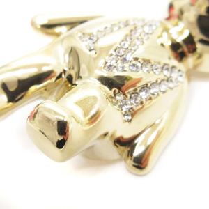 Max Mara SHINY テディベア くま ブローチ M ストーン ゴールドカラー