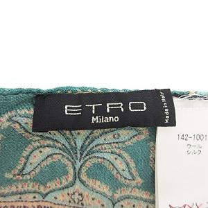 ETRO スカーフ ストール 大判 ペイズリー ウール シルク イエロー グリーン ピンク