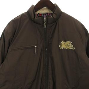 ETRO ダウンジャケット ペガサス 裏地ストライプ スタンドカラー ワンポイント 茶 M