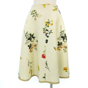 M'S GRACY 美品 近年 フレアスカート ひざ丈 花柄 刺繍 OK-017534 クリーム マルチカラー 40 M?L相当