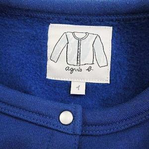 agnes b. 20AW プレッション カーディガン スウェット 裏起毛 クルーネック スナップ 1 S 青 ブルー