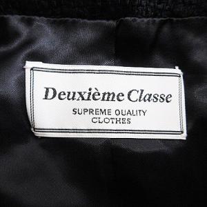 Deuxieme Classe SUPREME QUALITY CLOTHES 良品 ツイードジャケット ノーカラー フリンジ ネイビー 紺 36