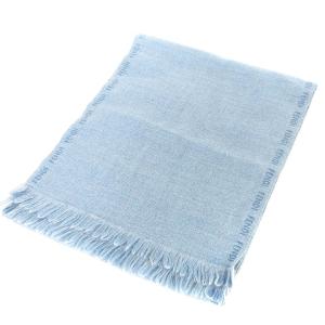 ストール フリンジ ロゴ 刺繍 ワンポイント 青 ブルー 小物 AA