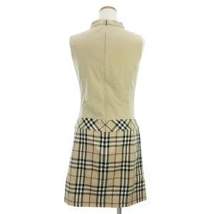 BURBERRY BLUE LABEL ワンピース ひざ丈 ノースリーブ ラップ風 ノバチェック FM597-131 ベージュ系 38