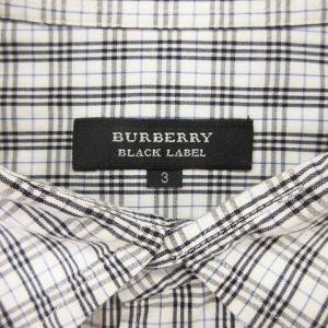 BURBERRY BLACK LABEL シャツ 半袖  レギュラーカラー チェック ワンポイント ロゴ コットン 白 ホワイト 3 SM0