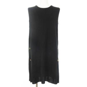 ノースリーブニットワンピース ひざ丈 スタッズ 装飾 黒 9